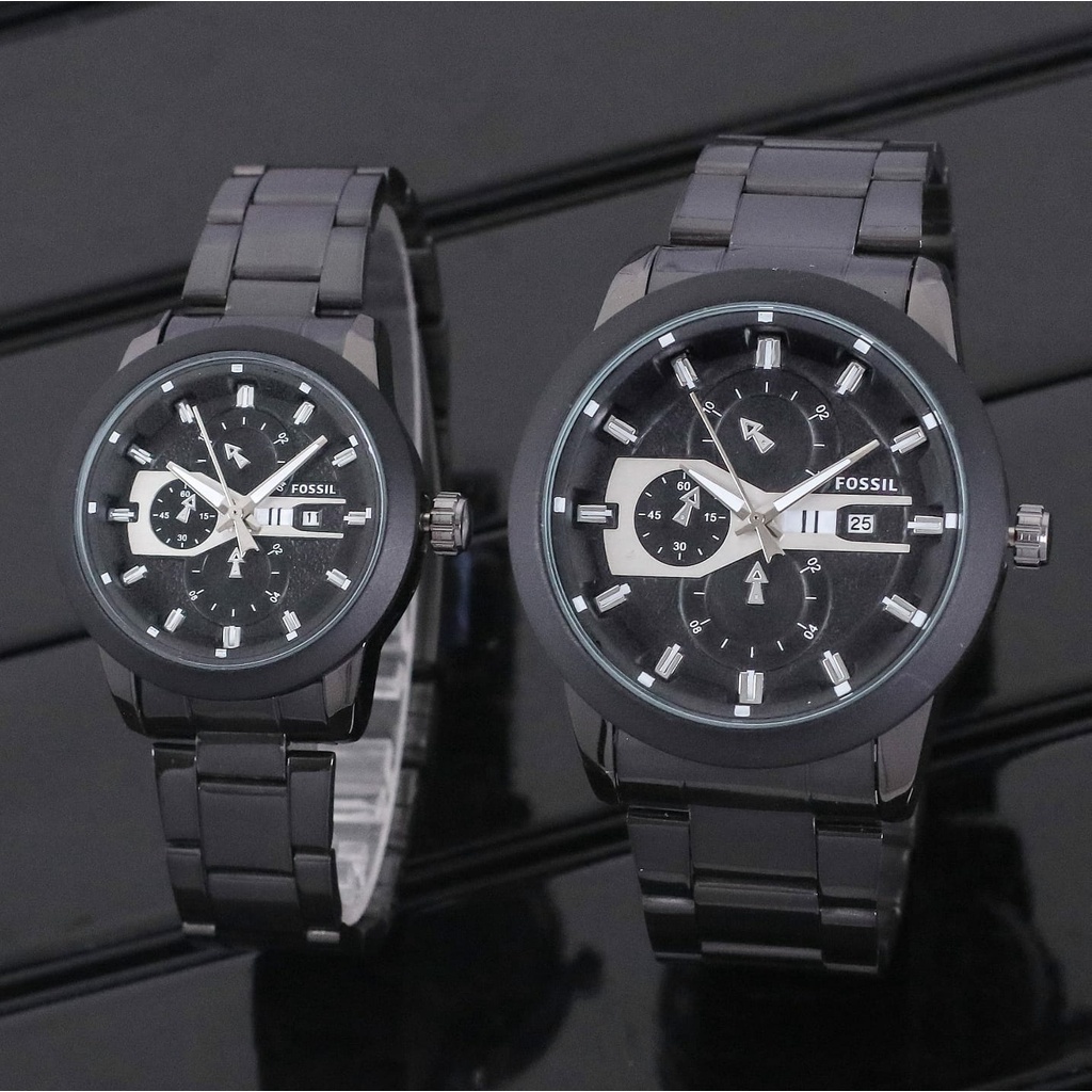 Jam Tangan Couple S22103L Tali Rantai Tanggal Aktif Free Box &amp; Baterai