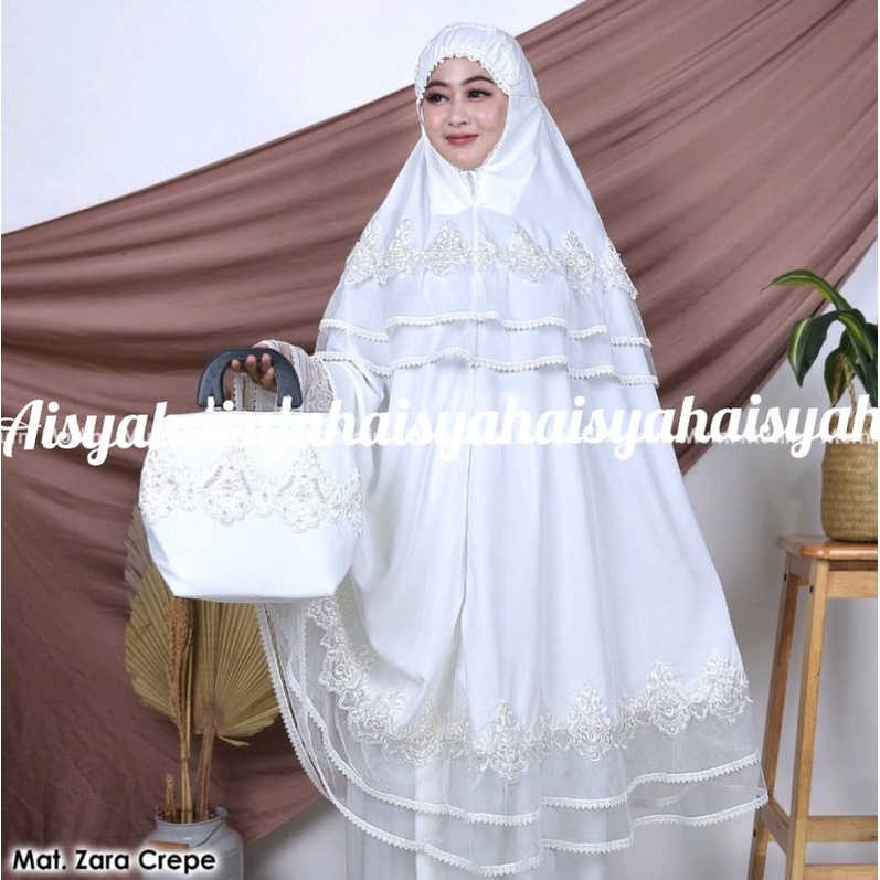 BISA CODMUKENA PREMIUM MEWAH PRADA BAHAN ZARRA CREEP RENDA TILLE TERBARU