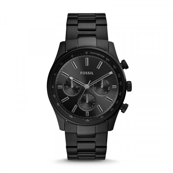 Jam Tangan Pria Fossil Sullivan Multifunction Black Stainless Steel Watch (BQ2448)
