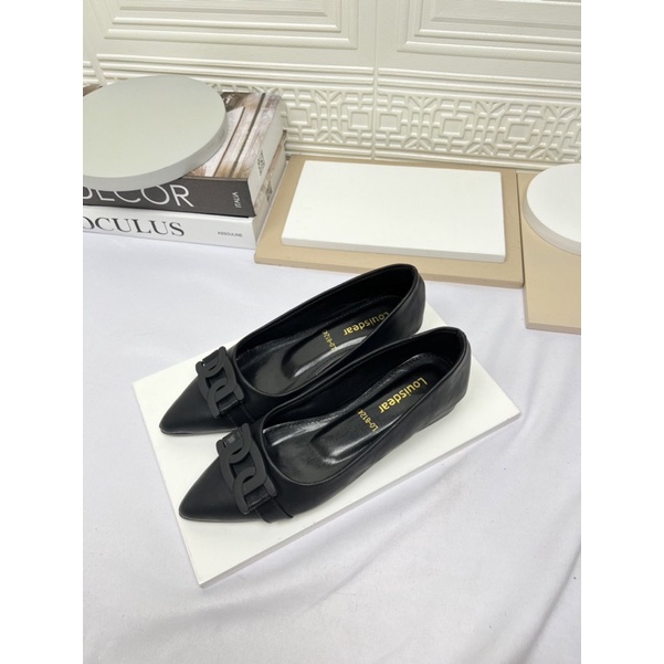 sepatu flat shoes wanita terbaru kekinian pesta LOUISDEAR sepatu flat 2 cm bahan dove B76