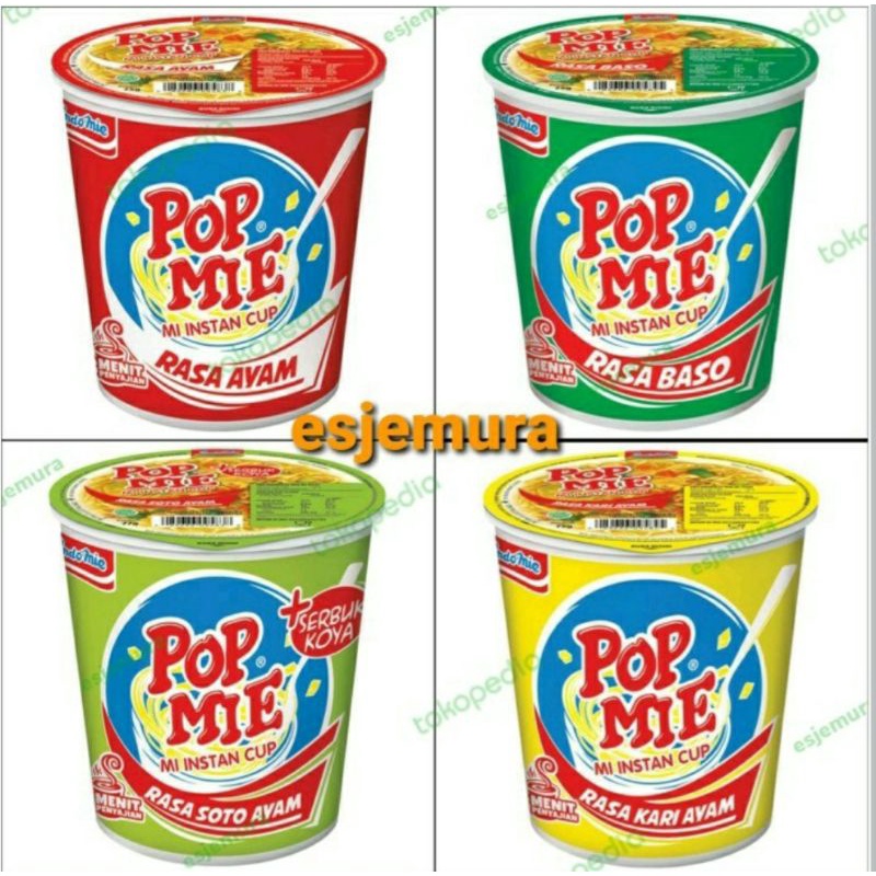 

Popmie Pop Mie rasa ayam, baso, kari, soto per pcs / mie instant