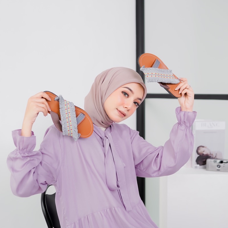 Boho grey X  sandal boho / sandal etnik / sandal bohemian / sandal wanita-8