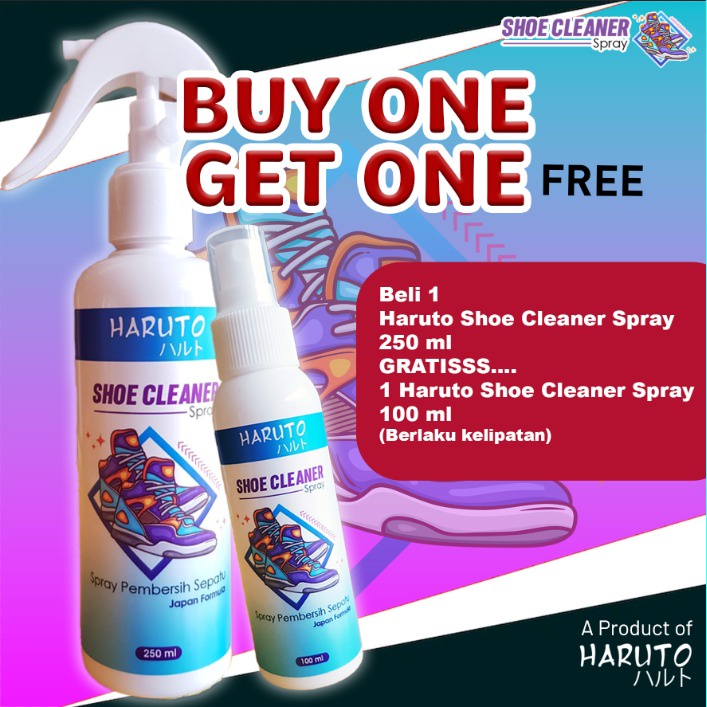 Pembersih sepatu Haruto shoe cleaner spray 250ml Promo BUY1 GET1