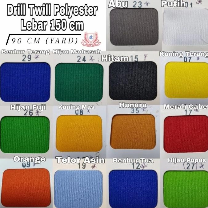 Kain Drill Twill Polyester PE Hi Tech Lb 150 cm Eceran YARD Seragam