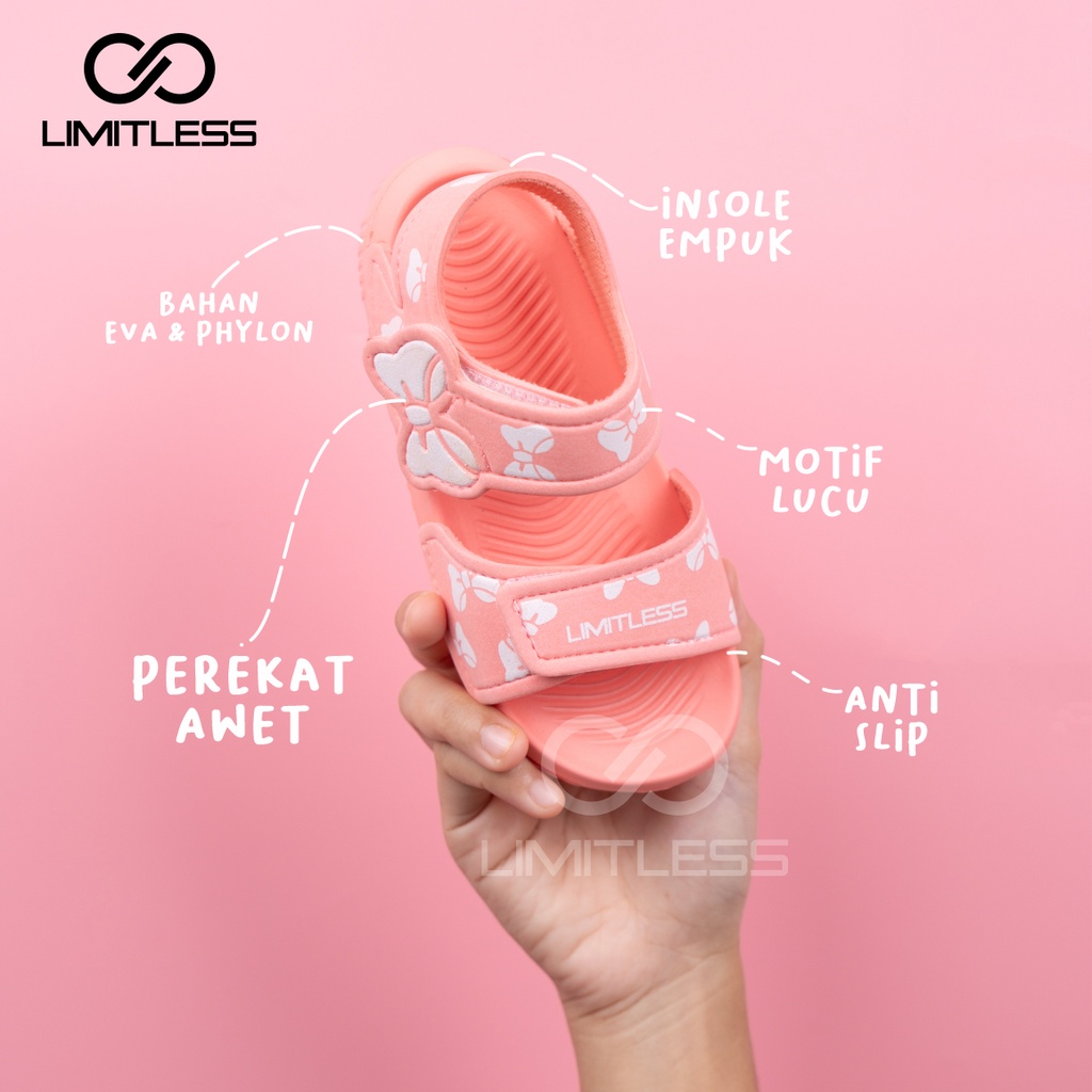 Sepatu Sendal Anak  Kupu Kupu Pink Sandal Selop Anak Cewek Kekinian Sandal Gunung Anak Perempuan Tali Belakang