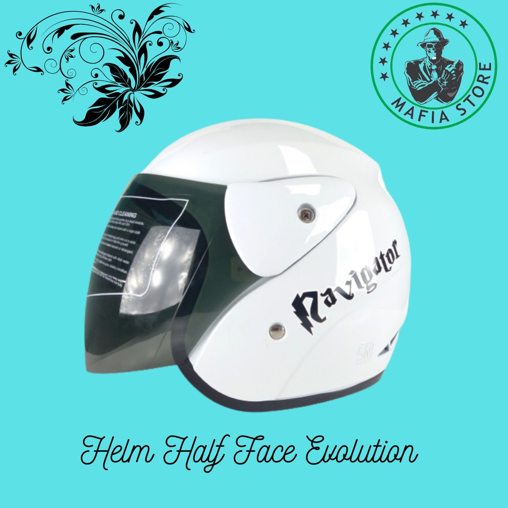 DAISO HELMET HELM HALF FACE KUALITAS GM EVOLUTION WARNA PUTIH SNI