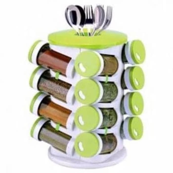 Rak Botol Bumbu Dapur 16 in 1 Trueware Spice Rack Hijau 0752