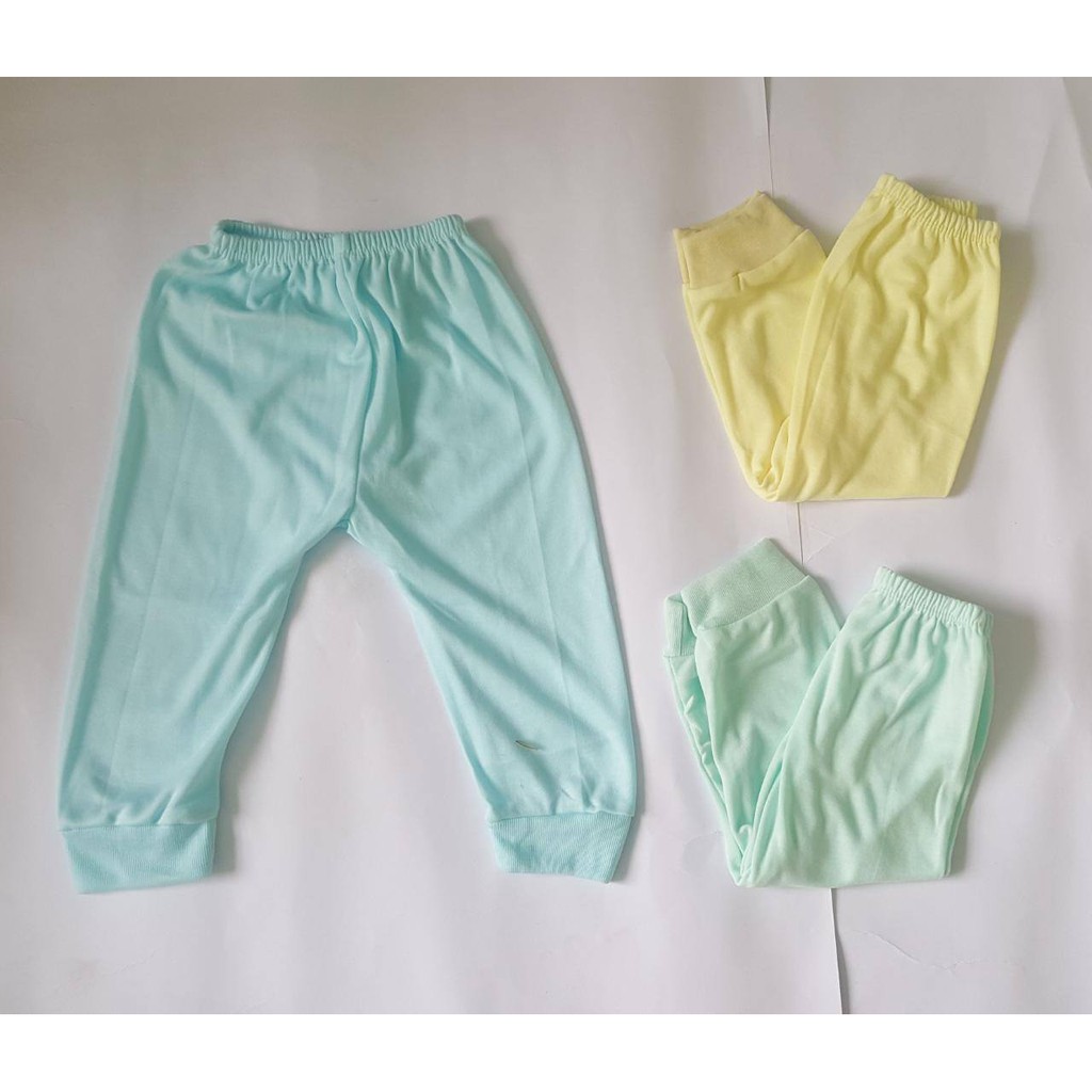 3 Pcs Celana Panjang Katun Lembut Bayi Polos AL IL Newborn Sd 15 Bulan