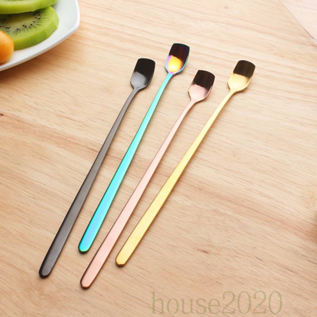 [HOUSE2020]Long Handle Iced Tea Coffee Ice Cream Spoon Stainless Steel Milk Cold Drink Stirring Spoons