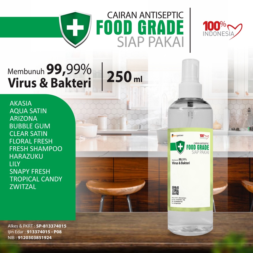 Desinfektan Food Grade Aroma Segar 250 ml / Cairan Desinfektan 250 ml Spray Free Bubble Wrap