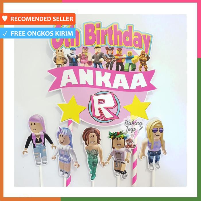 Topper Cake Birthday Roblox Girl Shopee Indonesia - roblox girl topper