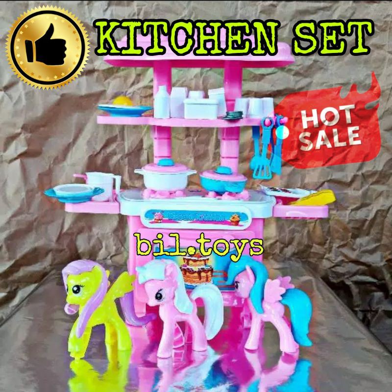 MAINAN ANAK PEREMPUAN MASAK MASAKAN KITCHEN SET KUDA PONI MAINAN KOMPOR MASAK MASAKAN LENGKAP FK108