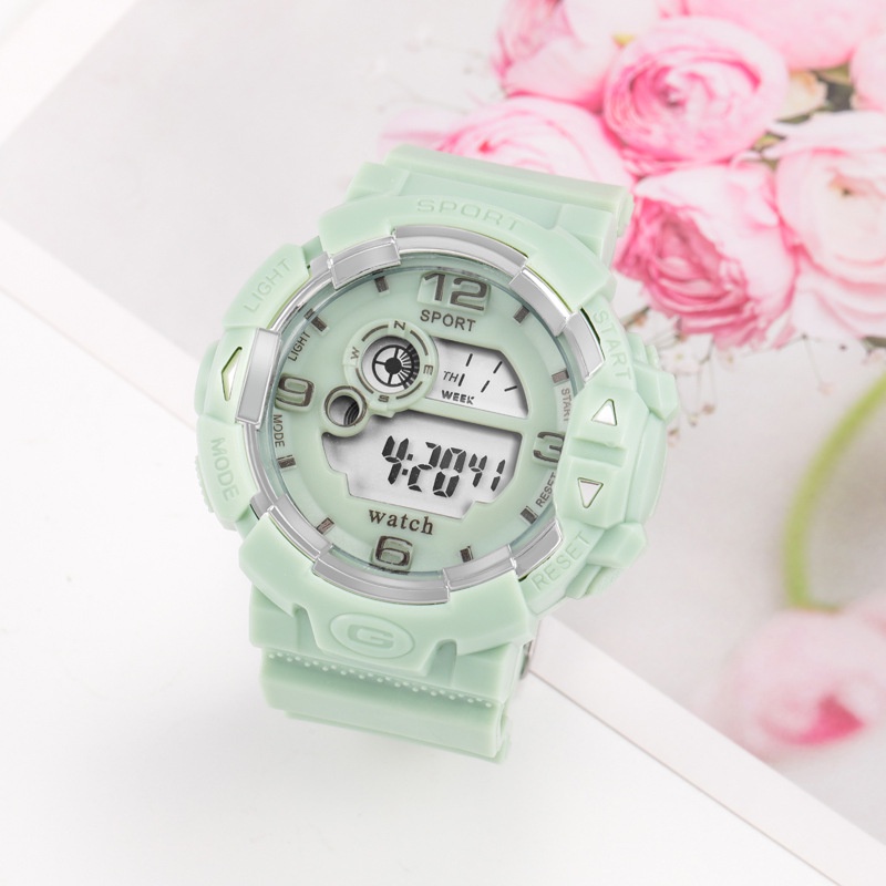 Jam Tangan Sport Wanita Dan Pria Digital Rubber Gaya Korea Fashion Import-48-5 Hijau