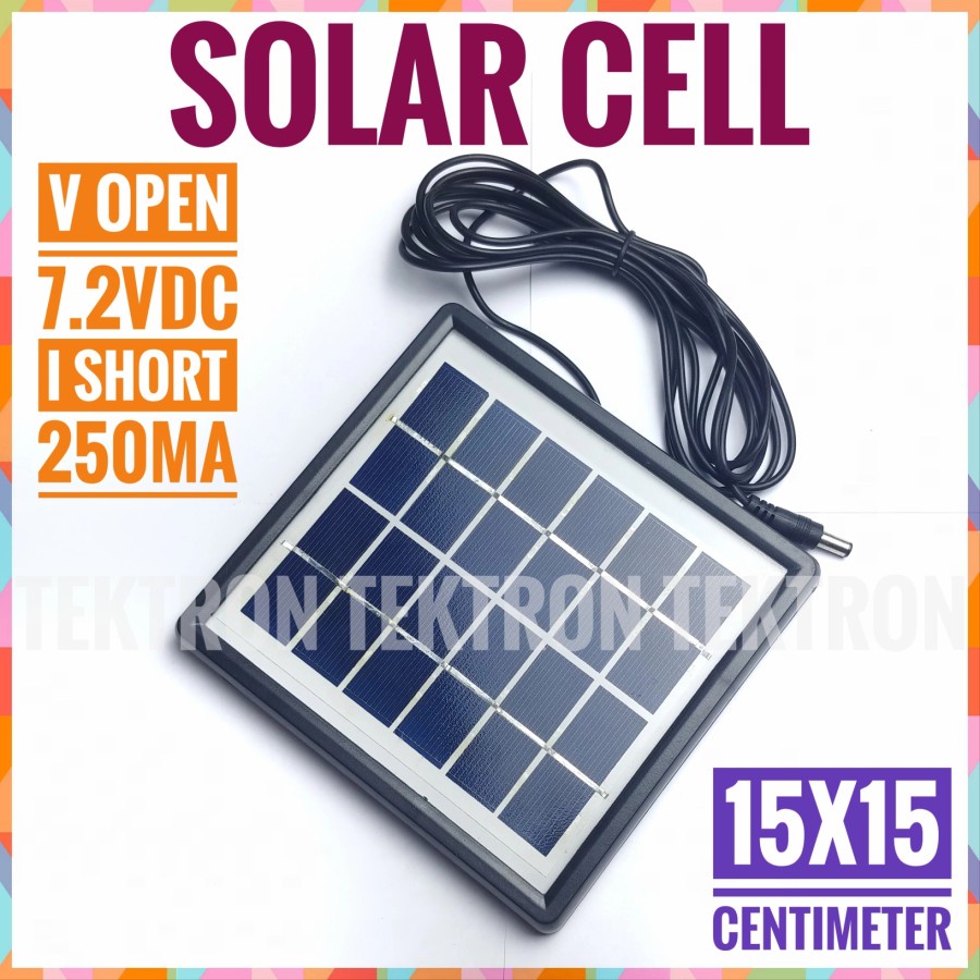 Solar Cell Panel 7.2VDC 250mA Charger 18650 Panel Surya 7.2V 0.25A