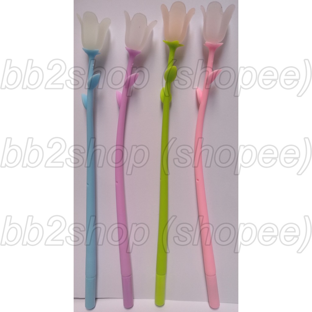 

pen bunga tulip flower pen gel pulpen karet silikon fancy bolpen unik lucu