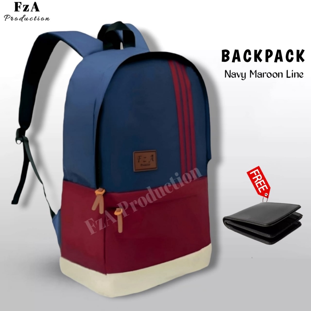 Tas Ransel Punggung Distro Casual Pria Wanita / Tas Ransel Laptop Original - FzA Gratis Dompet BUY 1 GET 1