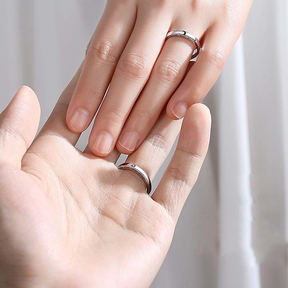 NEEDWAY Cincin Pasangan Minimalis Korea Bulan Ukuran Dapat Disesuaikan Untuk Perhiasan Fashion Wanita