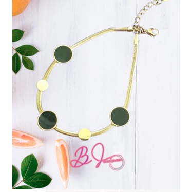 GELANG TANGAN MODEL GEPENG BULAT HITAM/ GELANG TITANIUM/ AKSESORIS WANITA KOREA