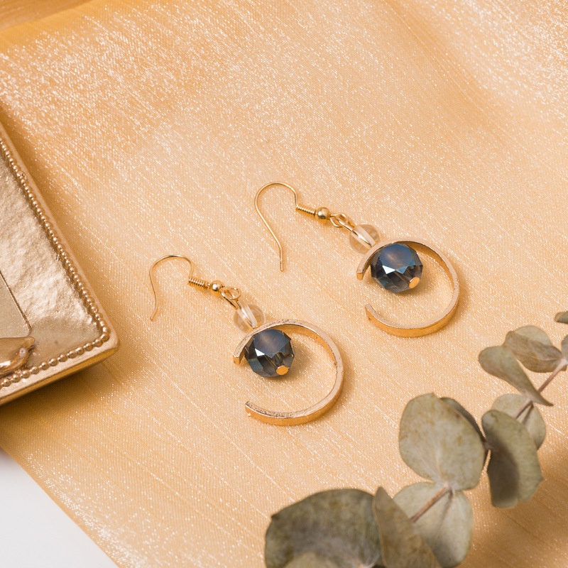 Anting Panjang Hias Liontin Kristal Imitasi Warna Biru Untuk Wanita