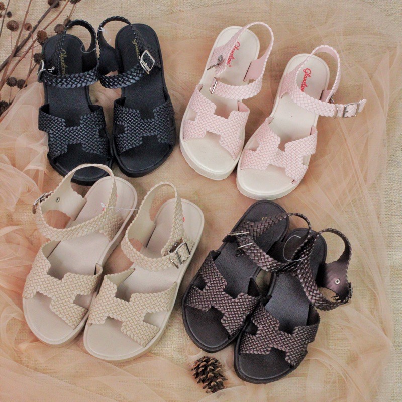 (GLANZTON-1813) SANDAL WEDGES TALI MURAH WANITA KEKINIAN