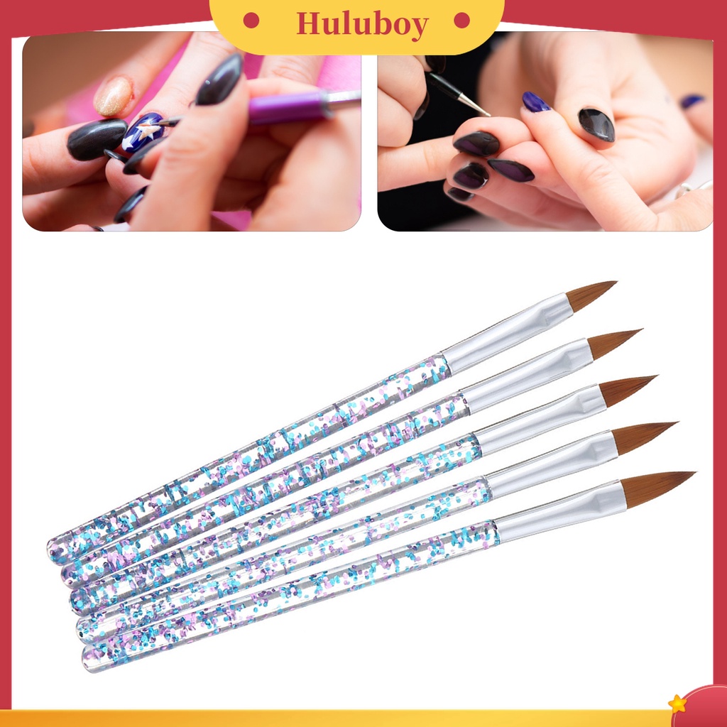 Huluboy Huluboy♡ 5pcs / Set Kuas Lukis Kuku Bahan Akrilik Untuk Nail Art