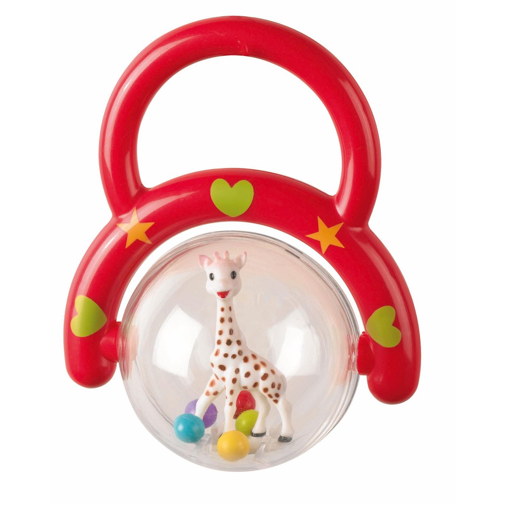 Sophie the Giraffe Hand Rattle - Red/blue/green/purple