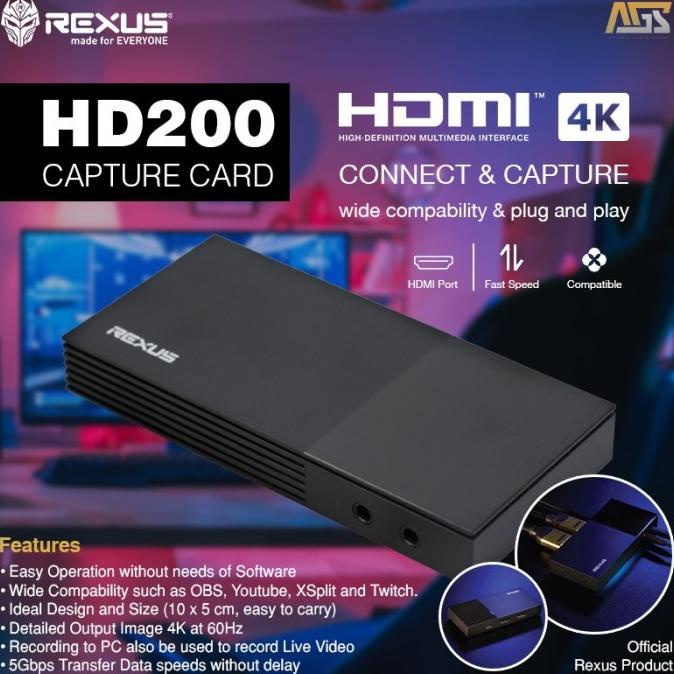 REXUS HD200 HDMI 4K Video Capture Card for Streaming
