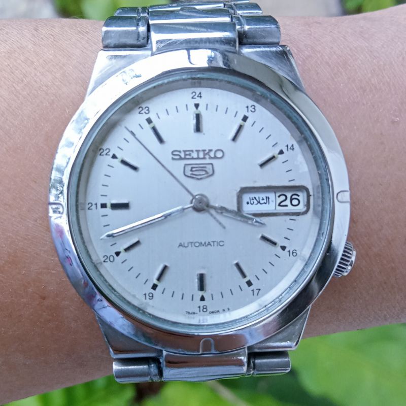 Seiko5 Automatic cal 7s26 White Dial Backcase Transparan Military