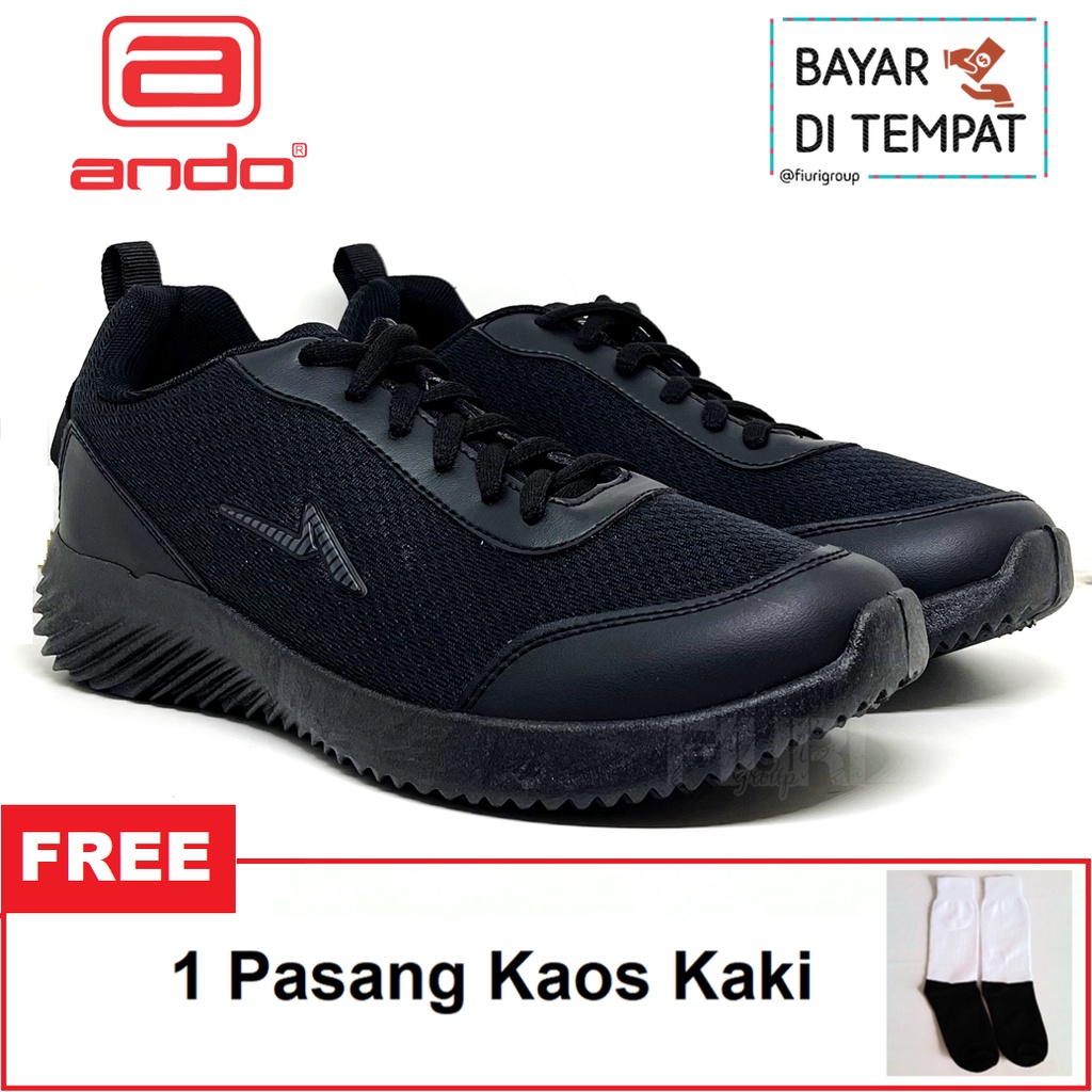 FIURI - ANDO ORIGINAL - CANARIO 39-43 FULL HITAM - SEPATU SNEAKERS SPORT KANVAS SOL KARET ANAK LAKI-LAKI - SEPATU KETS TRENDY PRIA DEWASA - SEPATU OLAHRAGA LARI FITNES SENAM KERJA KULIAH SEKOLAH SD SMP SMA BERTALI COWOK MURAH PROMO DISKON BONUS KAOS KAKI