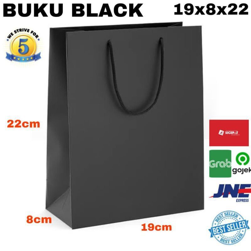 

Minimal Order 20 pcs & Kelipatan 20 pcs! Paperbag Buku Hitam Polos 19x8x22 Shopping Bag Tas Souvenir Goodie Bag Tas Kertas