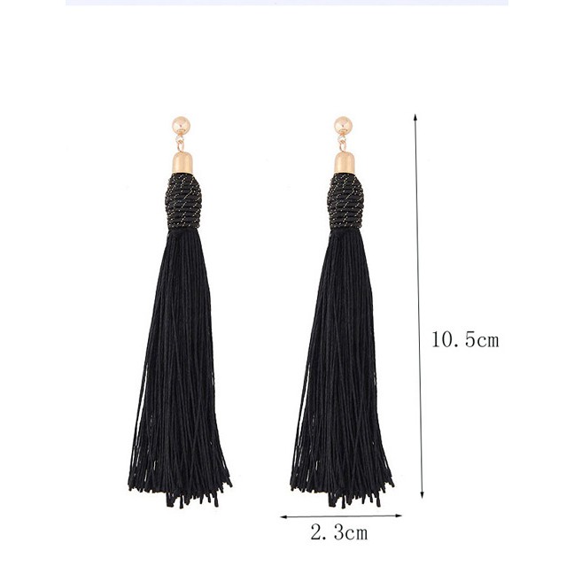 LRC Anting Tusuk Bohemia Tassel Decorated Earrings