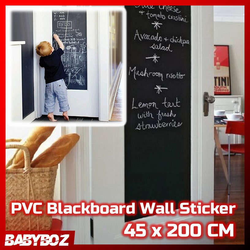 

BABYBOZ -H&F Stiker Dinding Papan Tulis Kapur Flexible 200 x 45 cm Chalk PVC Blackboard Wall Sticker