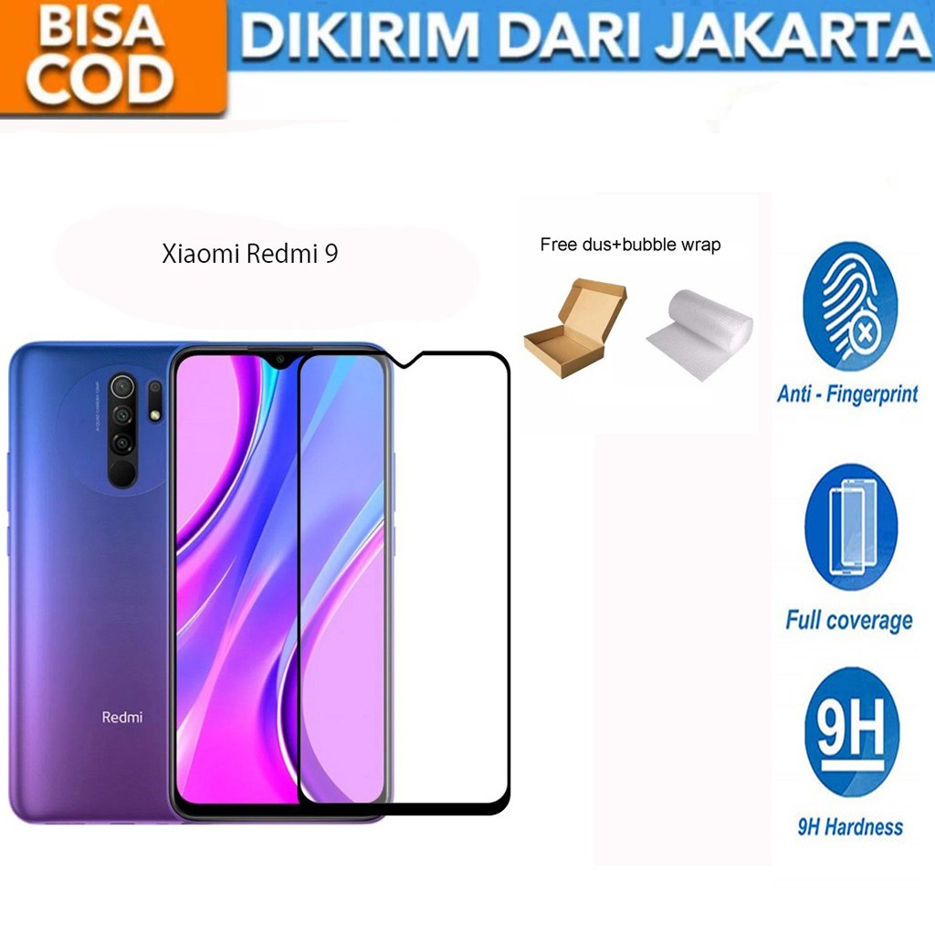 Xiaomi Redmi 9 Full Cover/Full Screen Tempered Glass Screen Protector Anti Gores