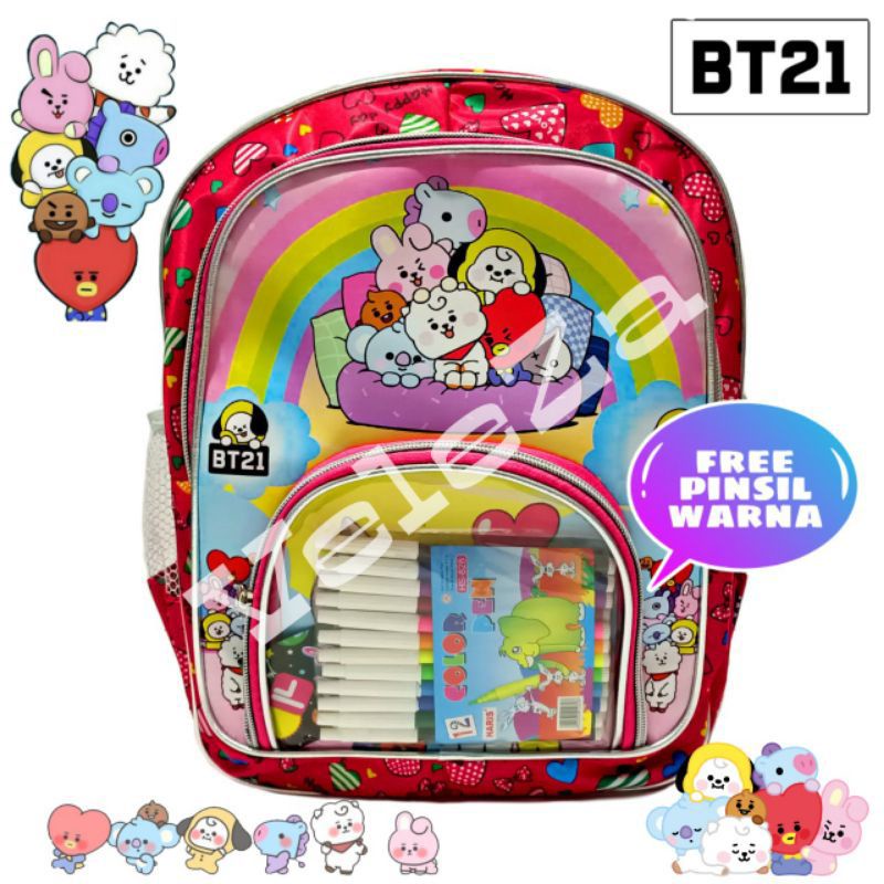 TAS RANSEL ANAK KARAKTER  GRATIS PINSIL WARNA - TAS ANAK