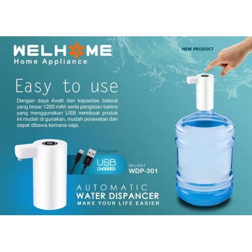 Pompa Galon Elektrik / Dispenser Pompa Air Galon WELHOME 1200 Mah