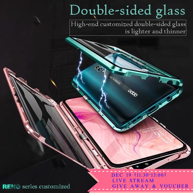 Casing Case Magnetik kaca sisi ganda case Oppo Reno 4 Reno