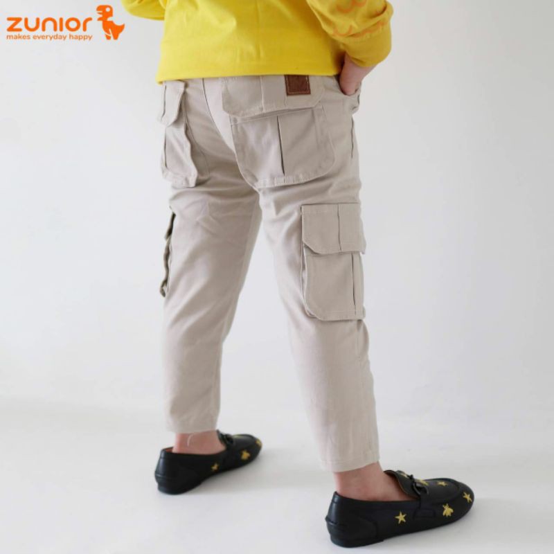 Celana Cargo Anak Zunior Premium Krem 1-12 Tahun