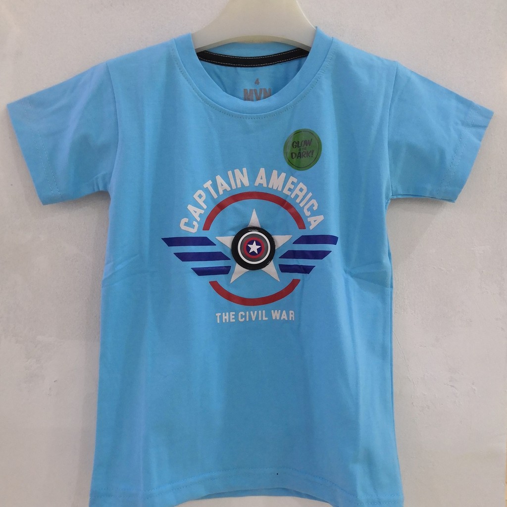 Kaos Anak Superhero Baju Glow In The Dark Atasan Avengers Superman Captain America