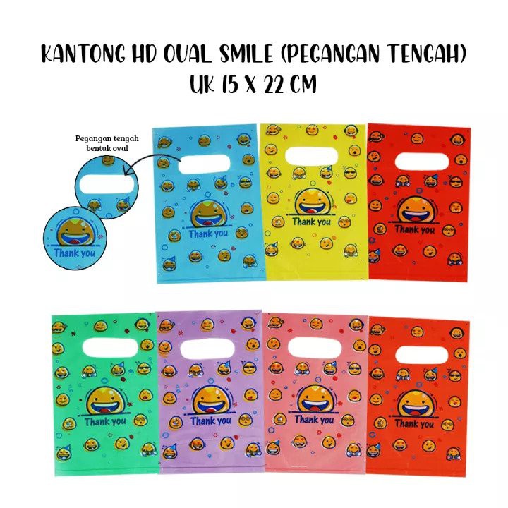 

(Uk 15 cm] Kantong Hd Oval Smile (Pegangan Tengah) / Kantong Plastik Emoji (1 Pack)