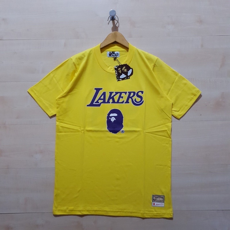 KAOS BAPE LAKERS KUNING ORIGINAL FULL TAG LABEL