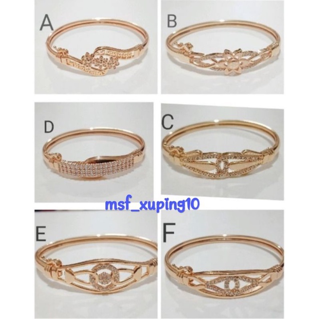 RAC44. Gelang xuping wanita lapis emas dgn mata zircon UK 6 cm