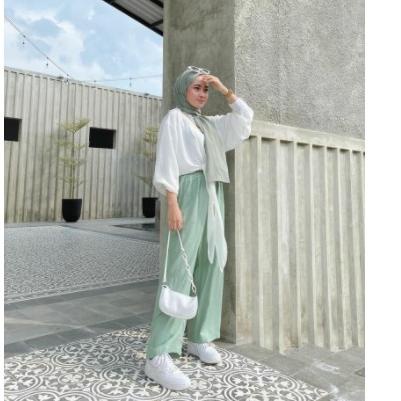 Z9J FAEYZA - KULOT BAHAN LINEN WARNA MINT - HIJAU - GREEN - MURAH - COD✶ (Diskon Promo)Best product 