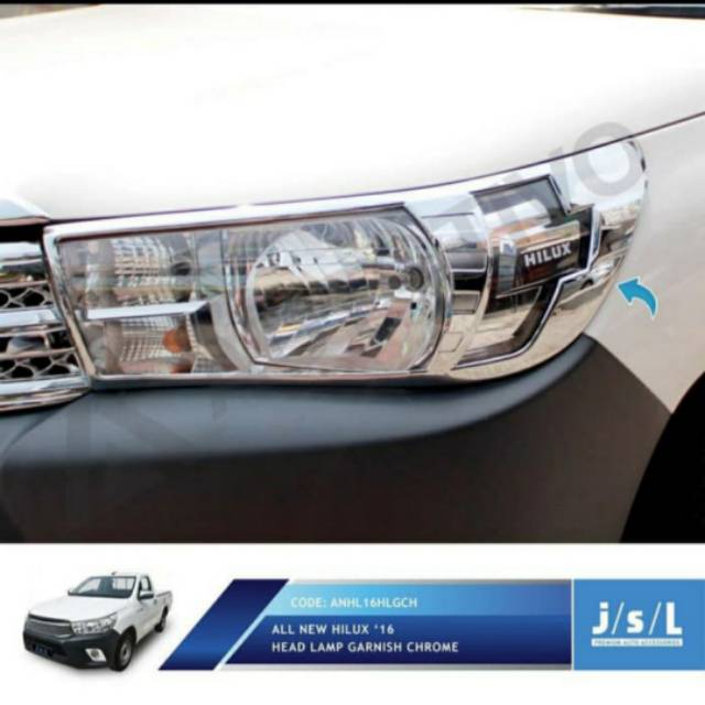 Garnish lampu depan Toyota all new Hilux/ head lamp garnish Hitam &amp; Chrome  jsl