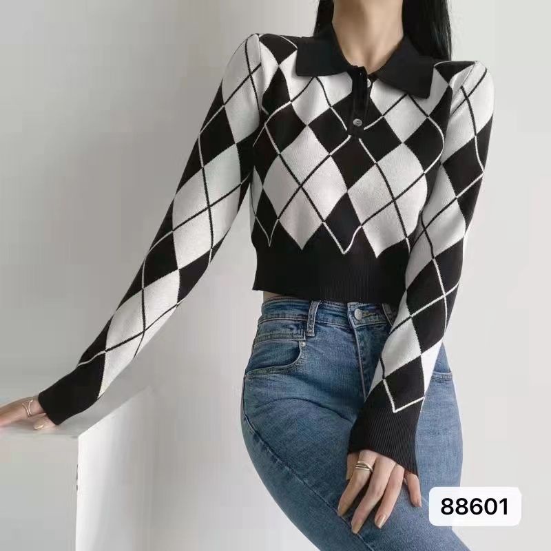 Kora Sweater Polo Top - Korean Knit Top - Atasan Rajut Import Polo Wanita TM (88601)