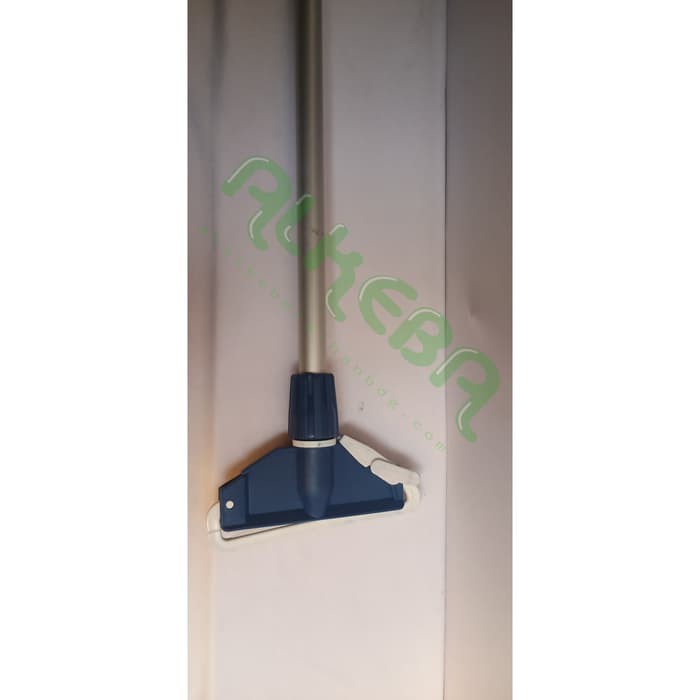 Mop Pel Set complete tangkai aluminium hand grip biru + frame mop holder biru + kain refill mop putih