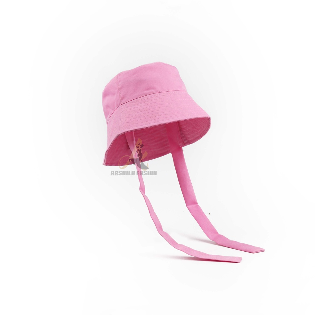 Bucket Wide Anak Perempuan Tali Panjang 3-10 Tahun Bucket Hijab Polos Anak