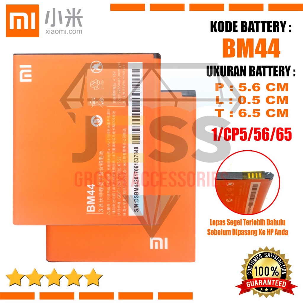 Baterai Battery Original Xiaomi BM40 BM41 BM44 For Tipe HP Xiao mi Redmi 1 , Redmi 1s , Redmi 2 , Redmi 2s , Redmi 2a , Redmi 2 Prime