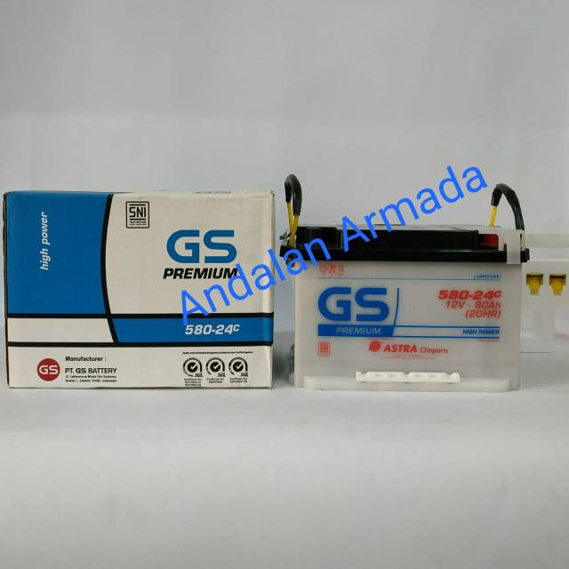 Aki Astra Otoparts GS Premium 580-24C (80Aah) + Air Aki Zuur