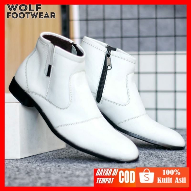 WOLF x FOX Sepatu Pantofel Cevany boots zipper resleting Original formal kerja kantor kulit asli