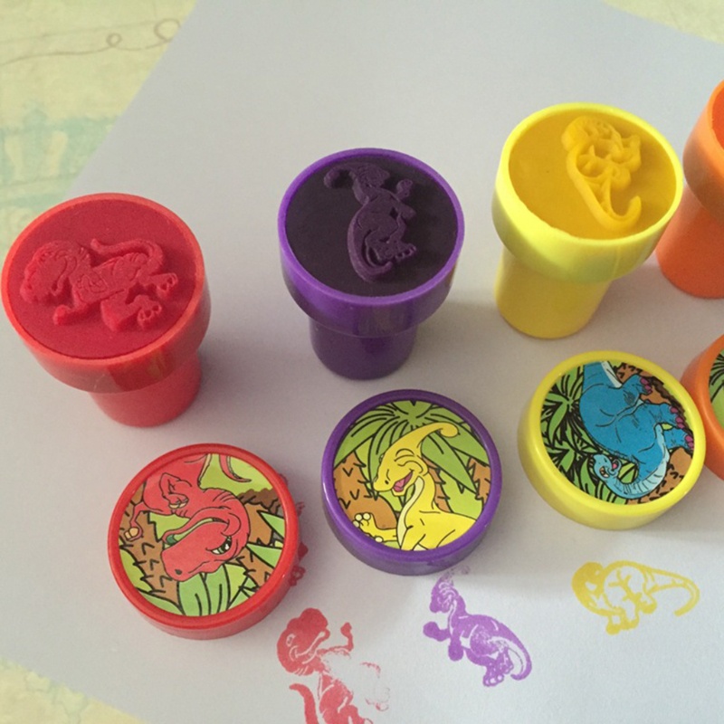 Mary Paket 6Pieces DIY Dinosaurus Stamp Warna Cerah Stamp Set Graffiti Kit Komunitas Populer DIY Scrapbook Kit Kartun